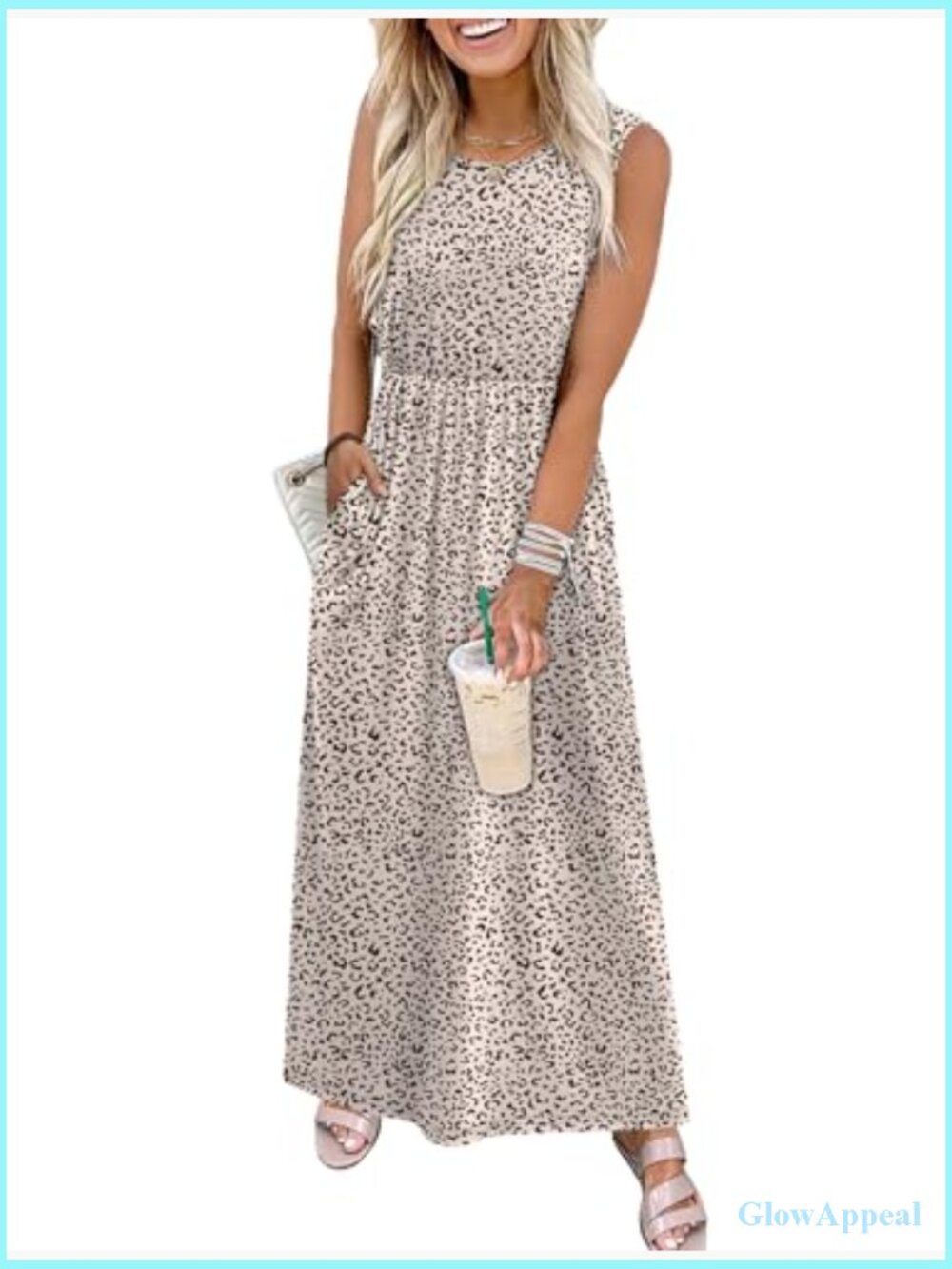 Maxi Dress Long Flowy A-Line Sleeveless Sundress with Pockets - Picture 2 of 5